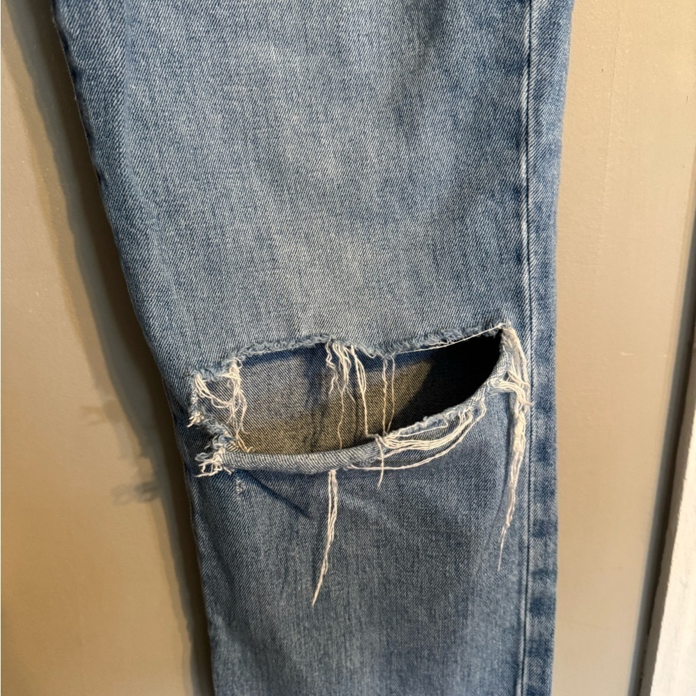 Madewell High Rise Slim Crop Boy Jean Light Blue Distressed Boyfriend Jeans - Picture 3 of 10